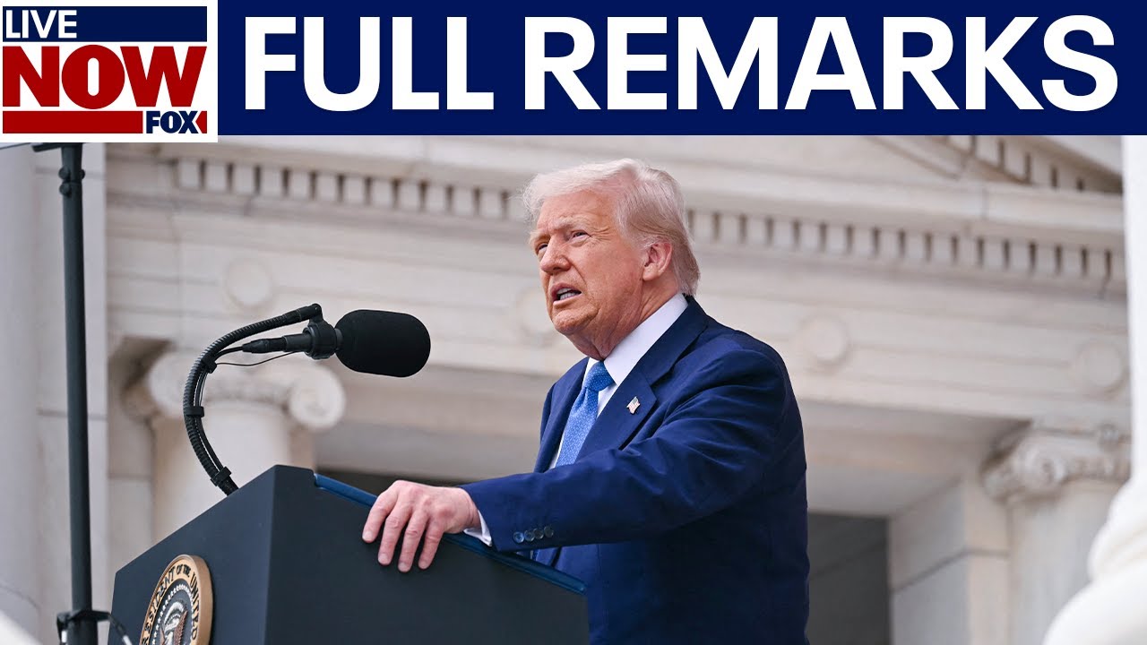 President Donald Trump delivers remarks at Arlington National Cemetery
