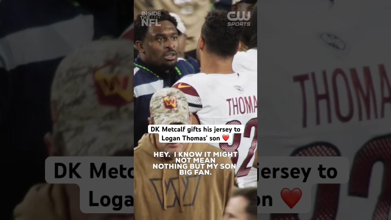 This moment between DK Metcalf and Logan Thomas 🙌 (via @NFL)