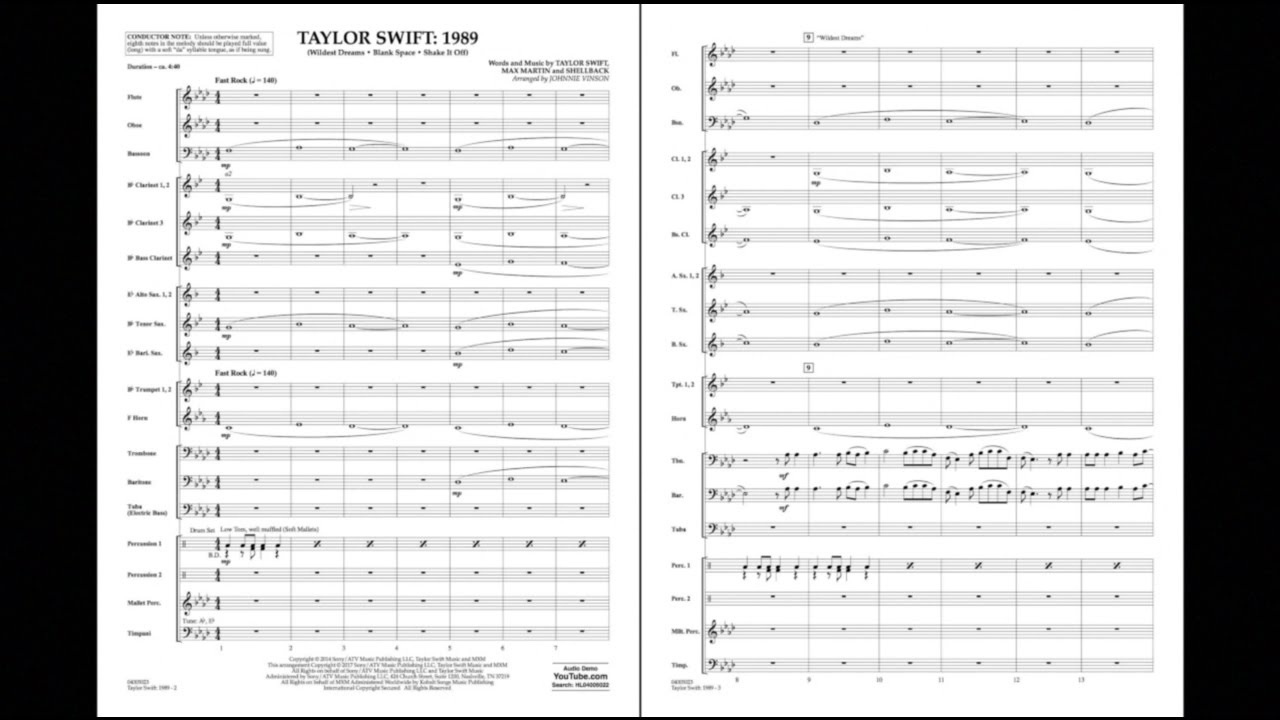 Taylor Swift: 1989 arranged by Johnnie Vinson