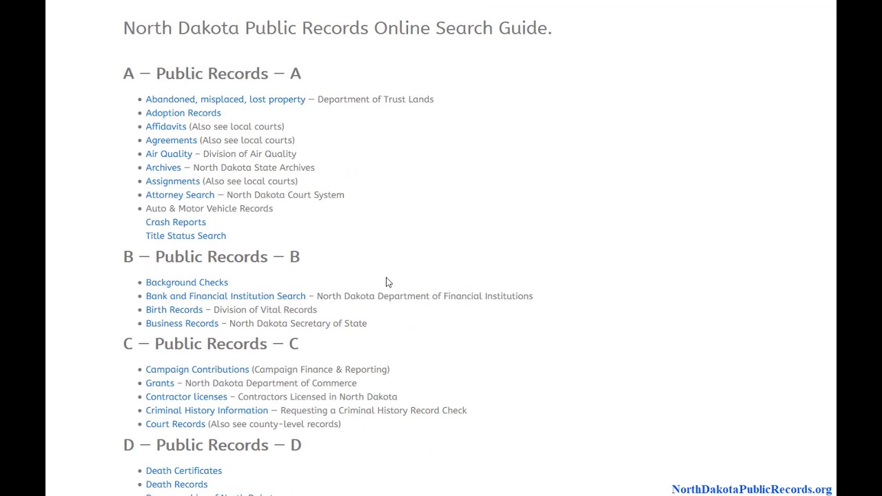 North Dakota Public Records Online Search Guide.