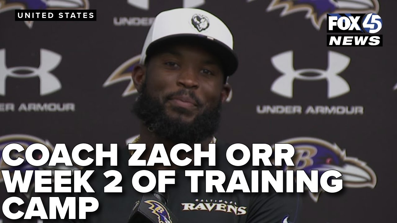 Defensive Coordinator Zach Orr speaks to the media following Week 2 of Ravens Training Camp