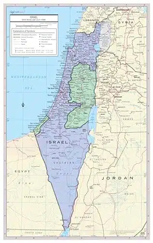 Israel With West Bank And Gaza Strip Disputed Territories   Detailed Political Wall Map Poster Large Print Rolled Xh   Paper