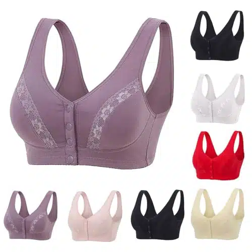 Lightning Deals Of Today Daisy Bras For Older Women, Comfortable Convenient Front Close Button Cotton Bras For Older Women No Wire, Buckle Bra Todays Deals In