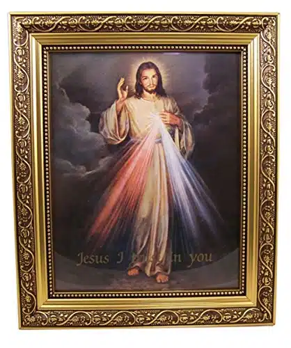 The Divine Mercy Jesus Christ Print In Inch Gold Finish Frame By Gerffert For Bedroom