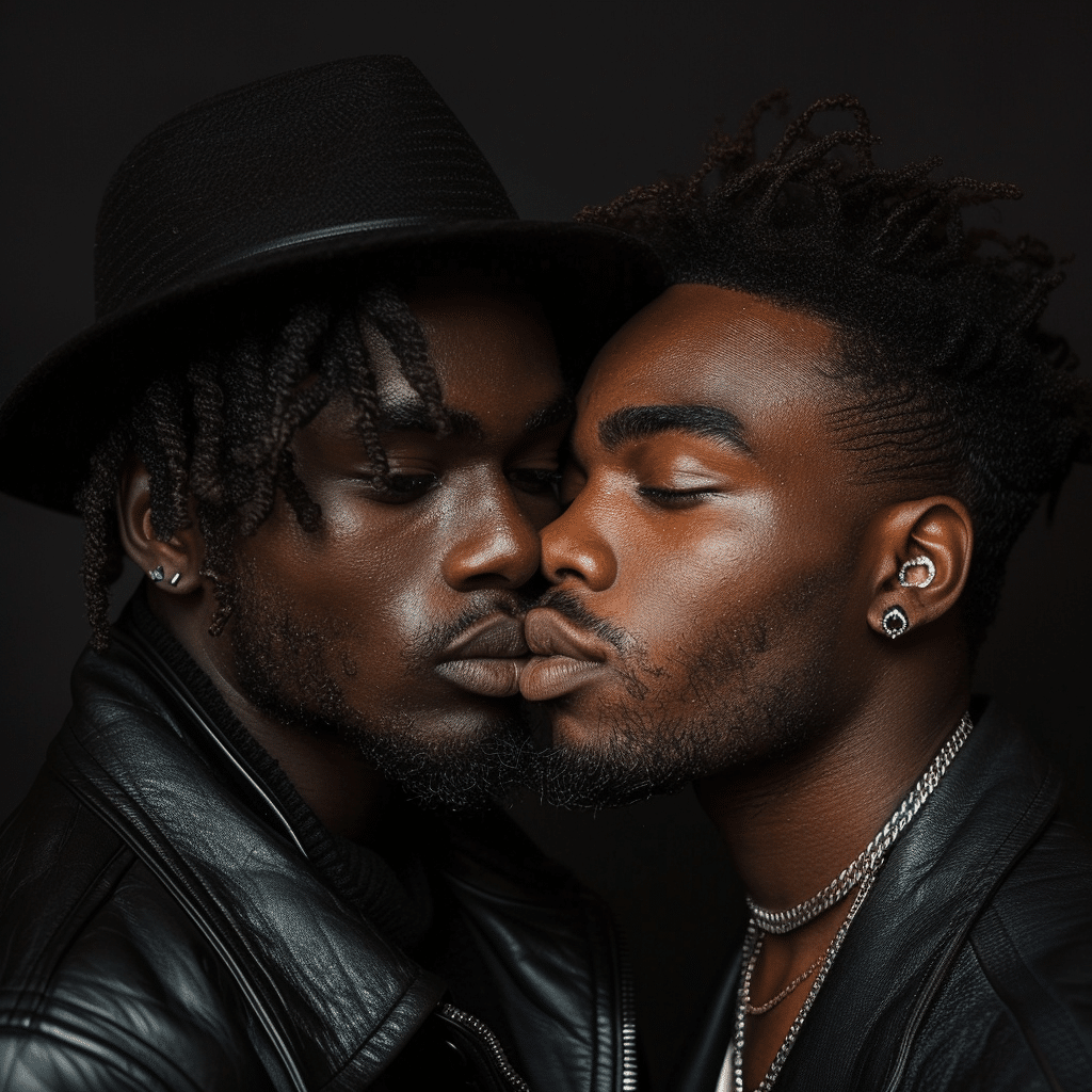 two black men kissing meme
