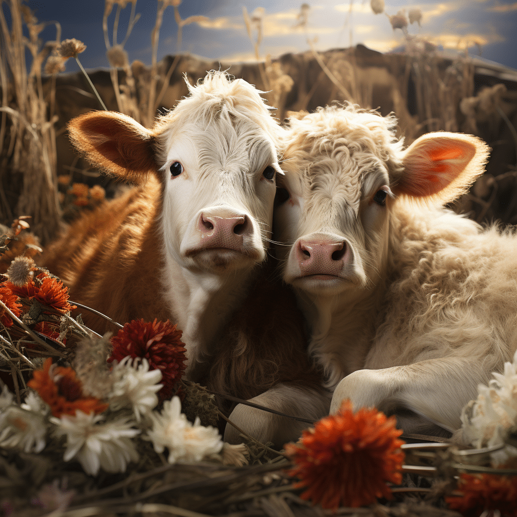 cuddling cows