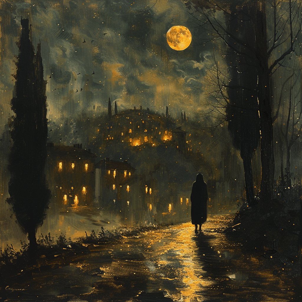 por la noche